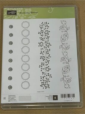 Stampin' Up! Bordering Blooms Stamp Set - Green and White